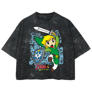Playera streetwear premium de anime y gaming ExtraLife MX, corte boxy deluxe mineral wash heavyweight en color Acid Wash, moda urbana mexicana de culto.