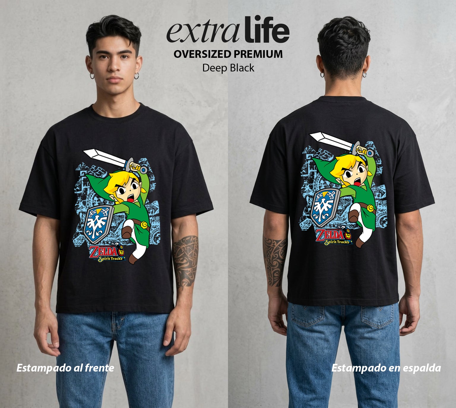 La Leyenda de la Princesa | El Heroe Legendario #04306 - Playera Oversized Premium | Deep Black - Foto en modelo