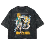 Playera streetwear premium de anime y gaming ExtraLife MX, corte boxy deluxe mineral wash heavyweight en color Acid Wash, moda urbana mexicana de culto.