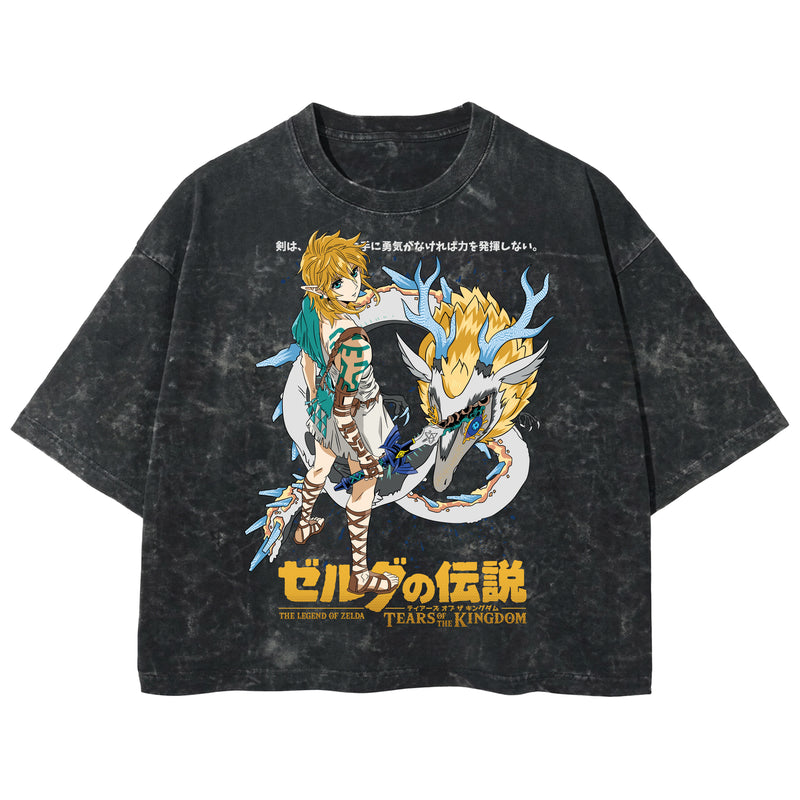 Playera streetwear premium de anime y gaming ExtraLife MX, corte boxy deluxe mineral wash heavyweight en color Acid Wash, moda urbana mexicana de culto.