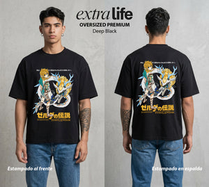La Leyenda de la Princesa | El Heroe Legendario #04307 - Playera Oversized Premium | Deep Black - Foto en modelo
