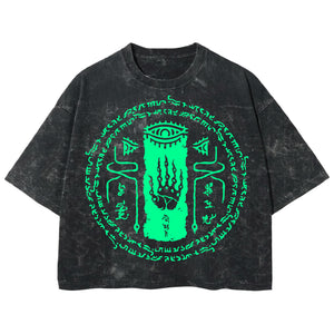 Playera streetwear premium de anime y gaming ExtraLife MX, corte boxy deluxe mineral wash heavyweight en color Acid Wash, moda urbana mexicana de culto.