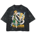 Playera streetwear premium de anime y gaming ExtraLife MX, corte boxy deluxe mineral wash heavyweight en color Acid Wash, moda urbana mexicana de culto.