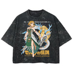 Playera streetwear premium de anime y gaming ExtraLife MX, corte boxy deluxe mineral wash heavyweight en color Acid Wash, moda urbana mexicana de culto.