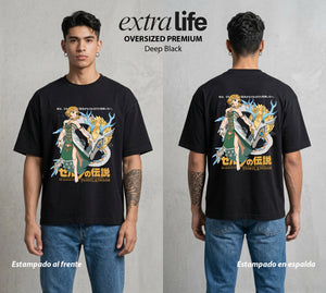 La Leyenda de la Princesa | La Sabia del Destino #04311 - Playera Oversized Premium | Deep Black - Foto en modelo