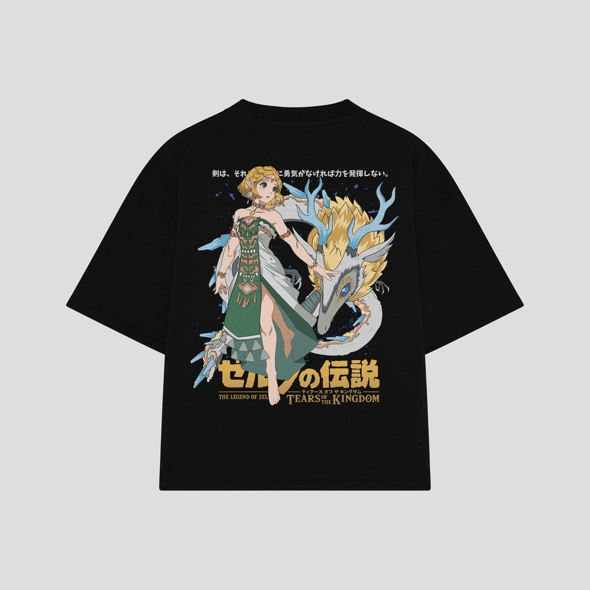 Playera streetwear premium de anime y gaming ExtraLife MX, corte oversized drop shoulder ligero y fresco en color Deep Black y Off-White, moda urbana mexicana de culto.