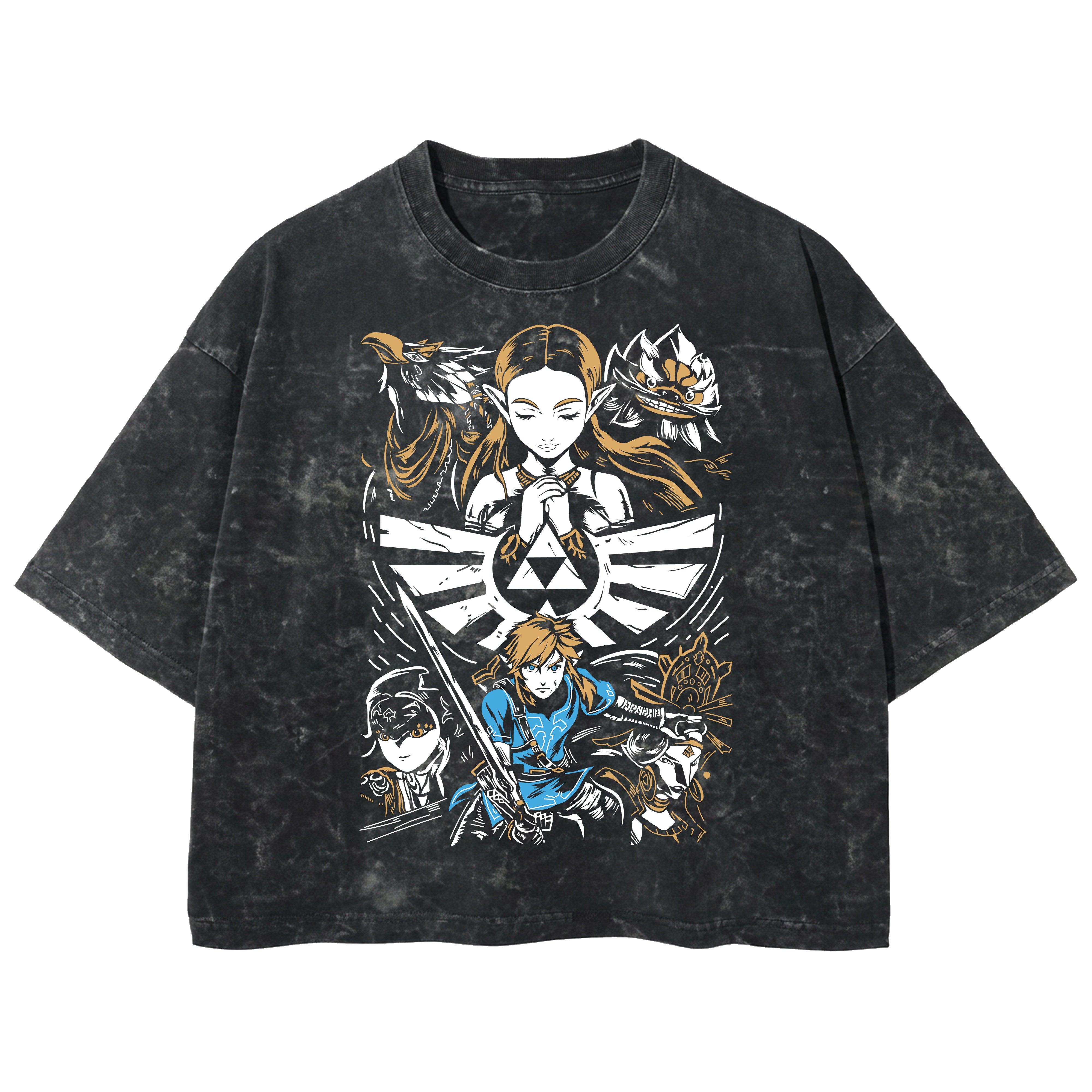 Playera streetwear premium de anime y gaming ExtraLife MX, corte boxy deluxe mineral wash heavyweight en color Acid Wash, moda urbana mexicana de culto.