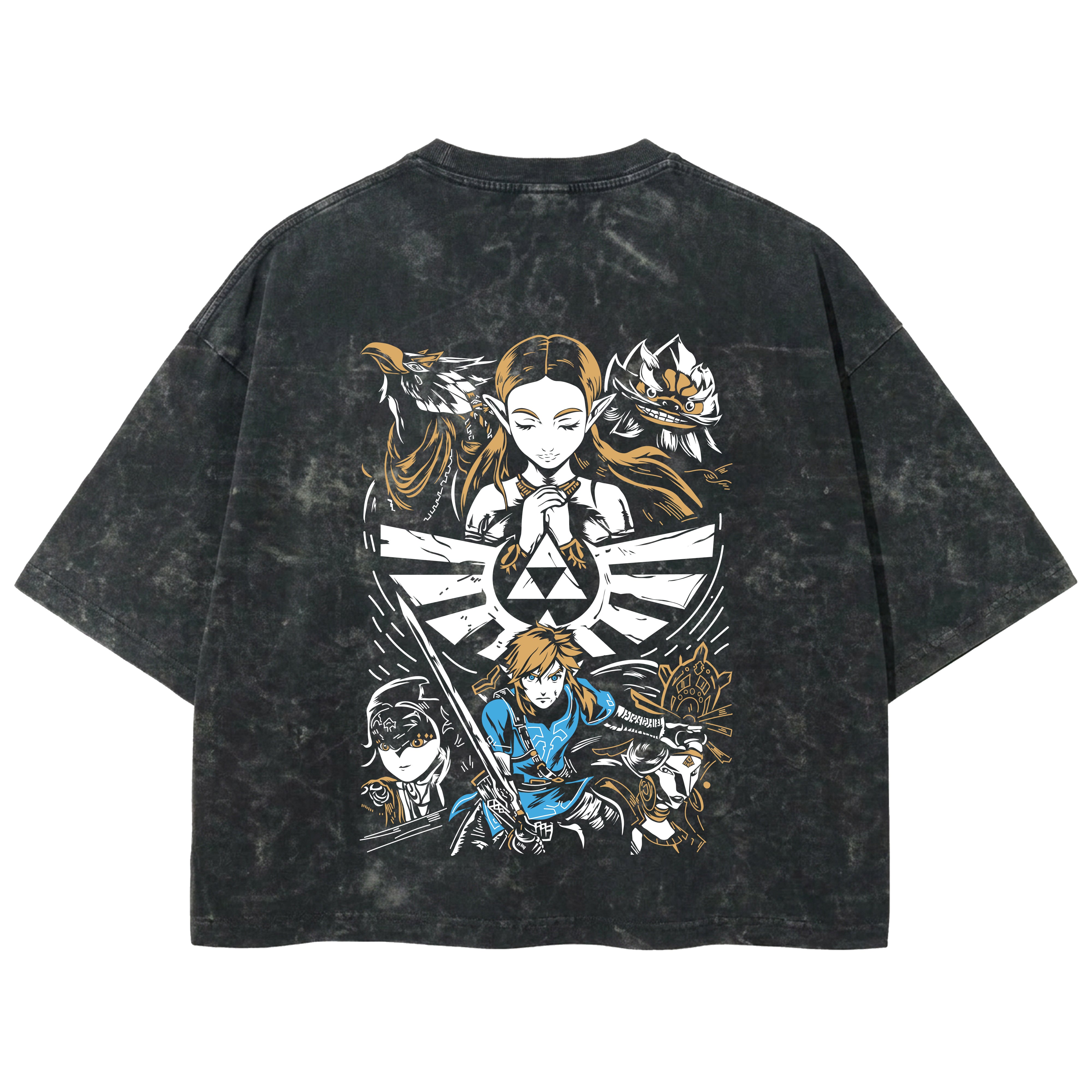 Playera streetwear premium de anime y gaming ExtraLife MX, corte boxy deluxe mineral wash heavyweight en color Acid Wash, moda urbana mexicana de culto.
