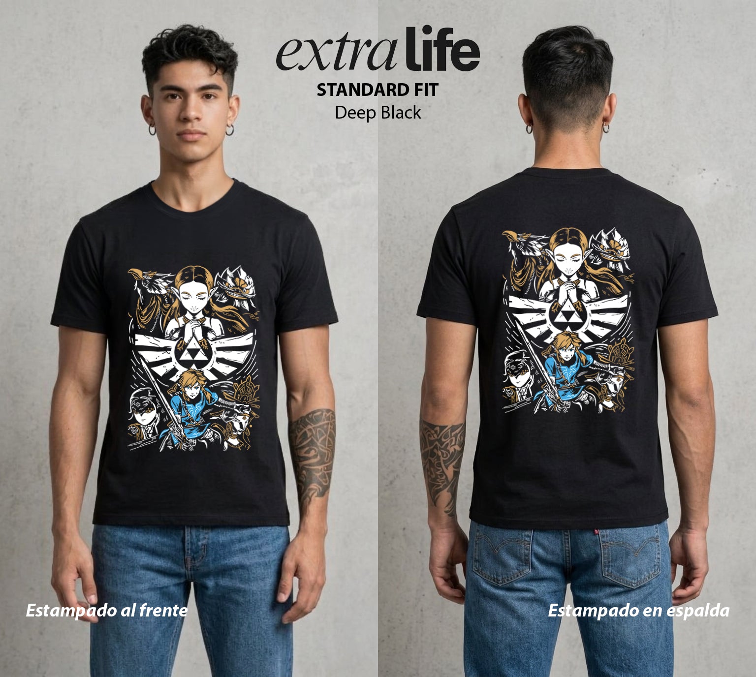 La Leyenda de la Princesa | El Heroe Legendario #04313 - Playera Standard Fit | Deep Black - Foto en modelo
