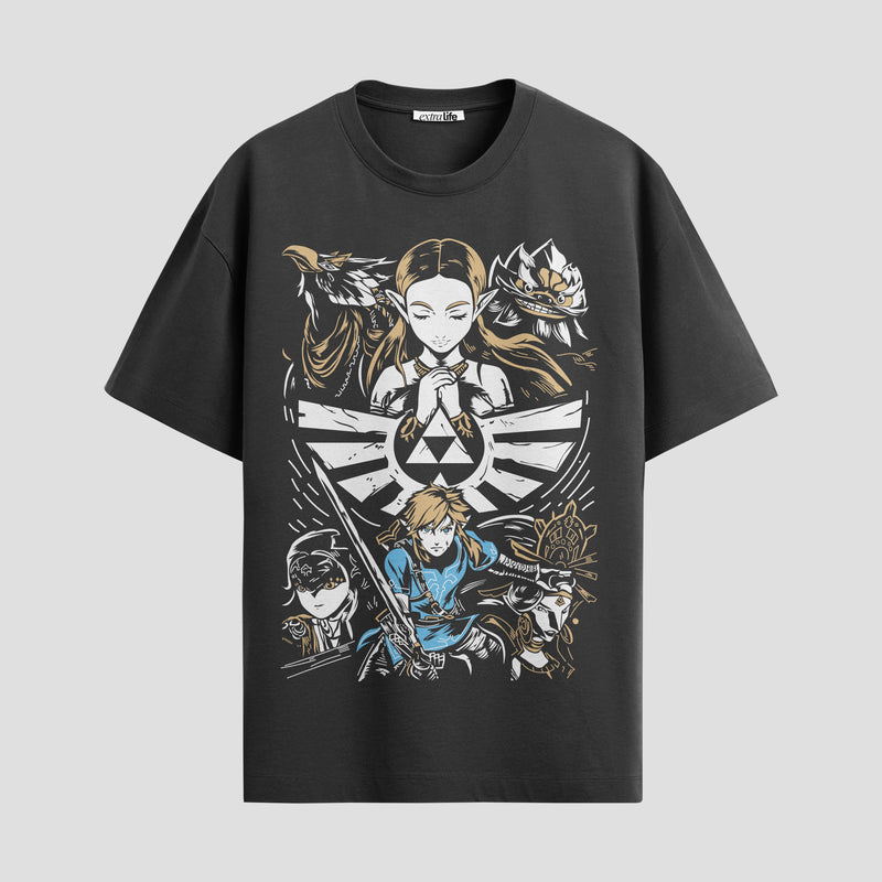 Playera urbana de anime y gaming ExtraLife MX, corte Standard Fit unisex ligero y transpirable en color Deep Black y Pure White, ropa de uso diario para gym y casual.