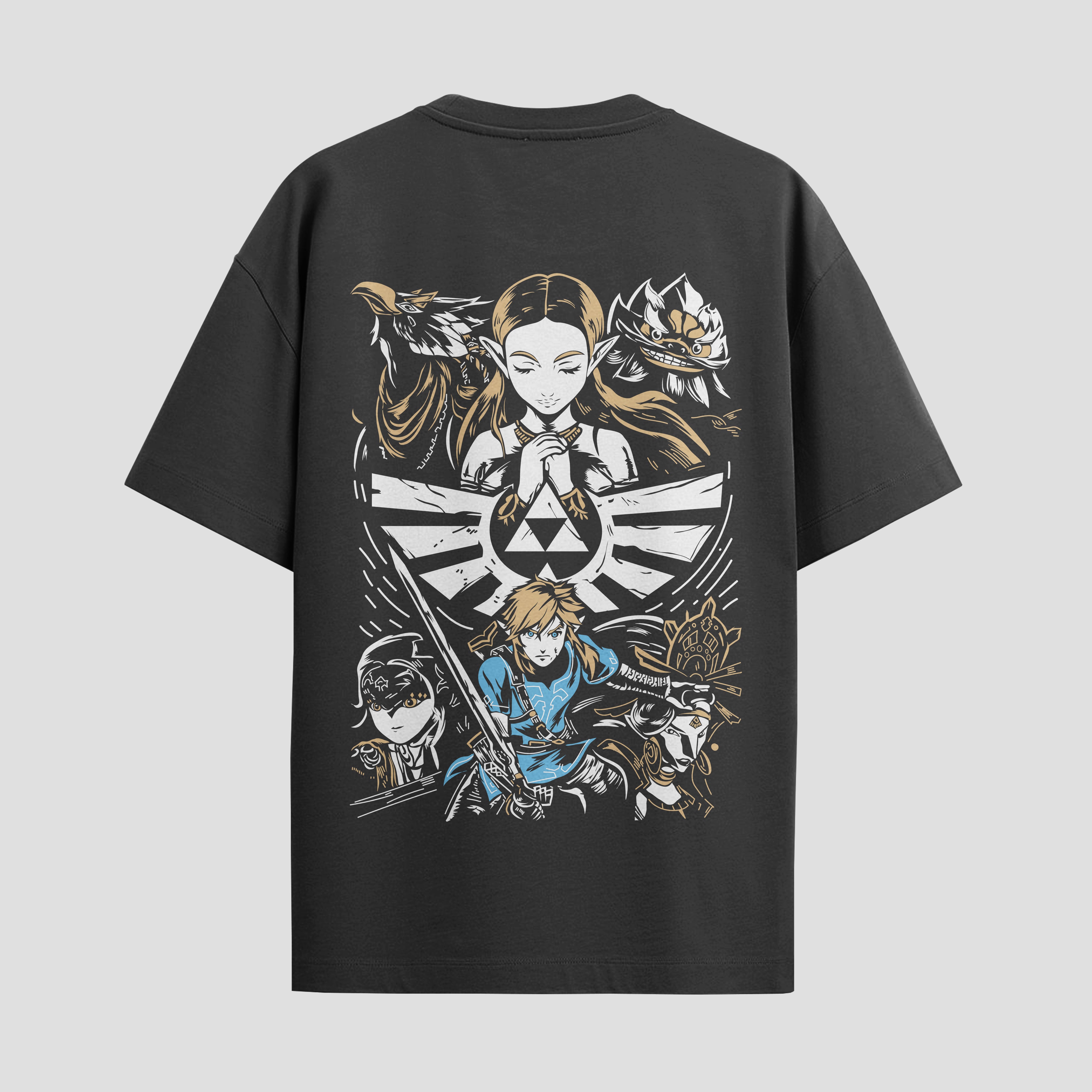 Playera urbana de anime y gaming ExtraLife MX, corte Standard Fit unisex ligero y transpirable en color Deep Black y Pure White, ropa de uso diario para gym y casual.