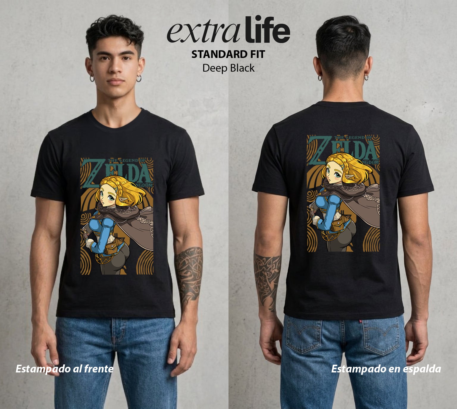 La Leyenda de la Princesa | La Princesa del Triforce #04314 - Playera Standard Fit | Deep Black - Foto en modelo