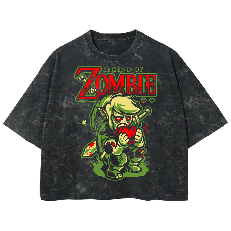 Playera streetwear premium de anime y gaming ExtraLife MX, corte boxy deluxe mineral wash heavyweight en color Acid Wash, moda urbana mexicana de culto.