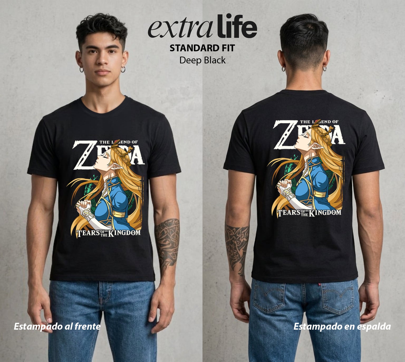 La Leyenda de la Princesa | La Portadora del Conocimiento #04316 - Playera Standard Fit | Deep Black - Foto en modelo