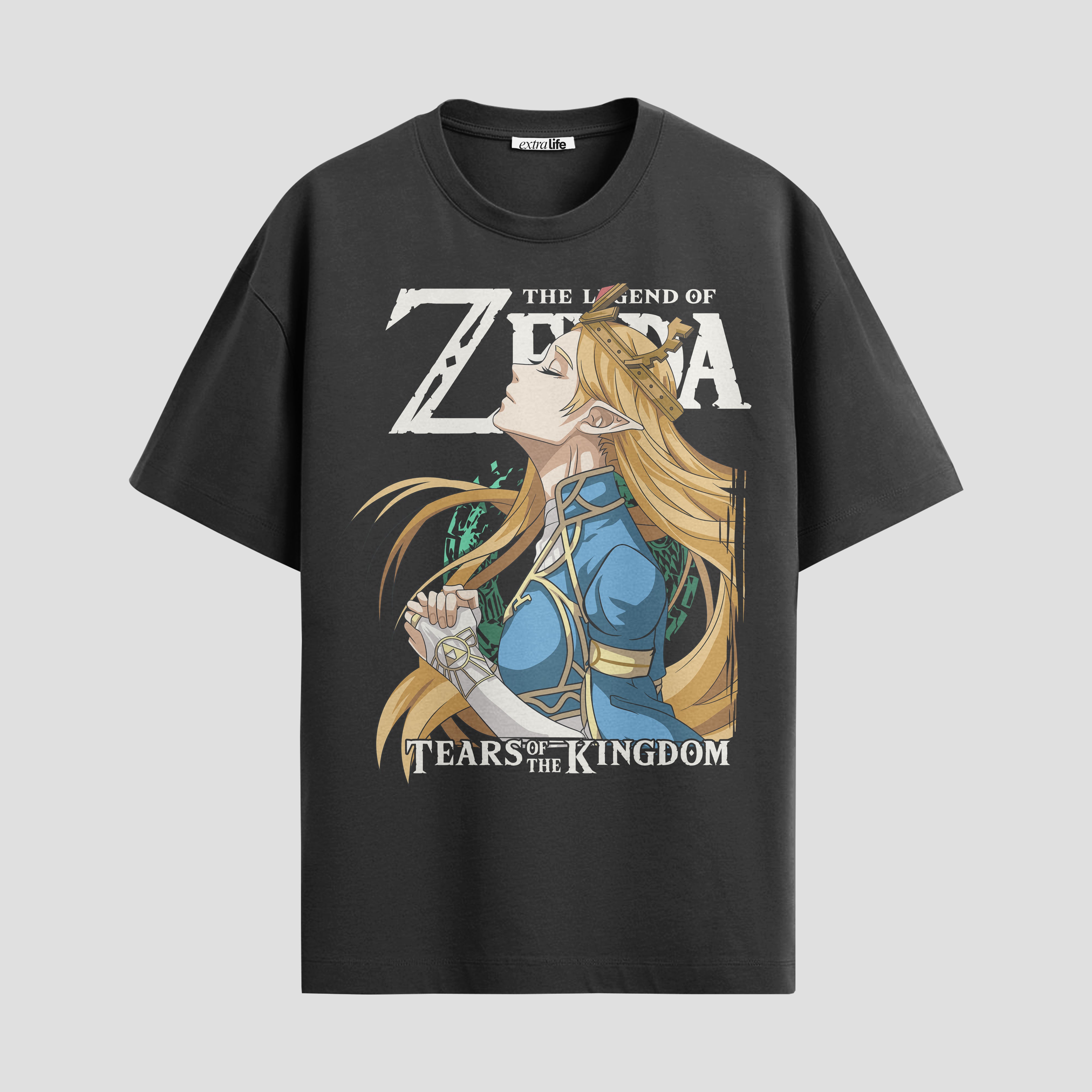 Playera urbana de anime y gaming ExtraLife MX, corte Standard Fit unisex ligero y transpirable en color Deep Black y Pure White, ropa de uso diario para gym y casual.