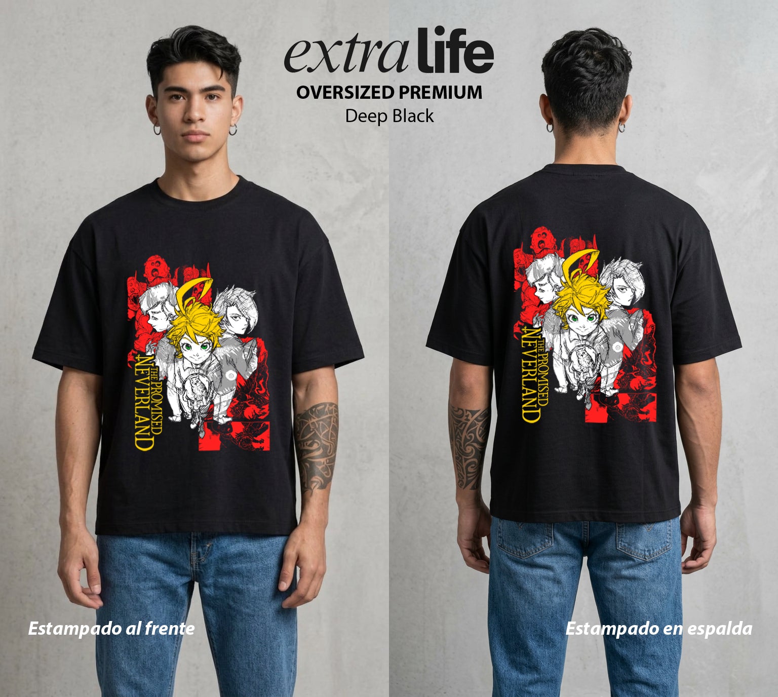 La Granja Prometida | Los Niños del Bien #04318 - Playera Oversized Premium | Deep Black - Foto en modelo