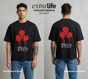 La Granja Prometida | El Sello del Bien #04324 - Playera Oversized Premium | Deep Black - Foto en modelo