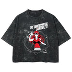 Playera streetwear premium de anime y gaming ExtraLife MX, corte boxy deluxe mineral wash heavyweight en color Acid Wash, moda urbana mexicana de culto.