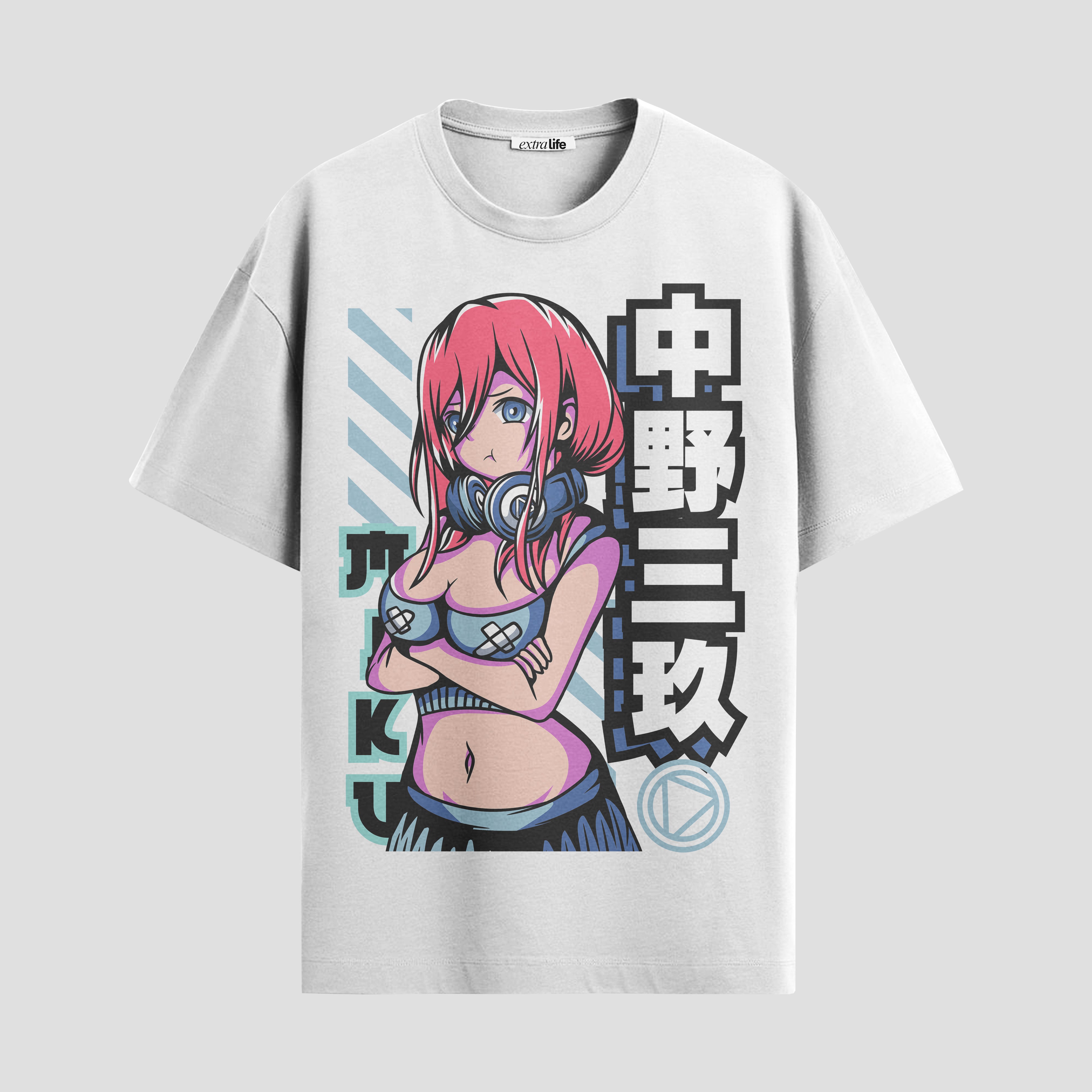 Playera urbana de anime y gaming ExtraLife MX, corte Standard Fit unisex ligero y transpirable en color Deep Black y Pure White, ropa de uso diario para gym y casual.