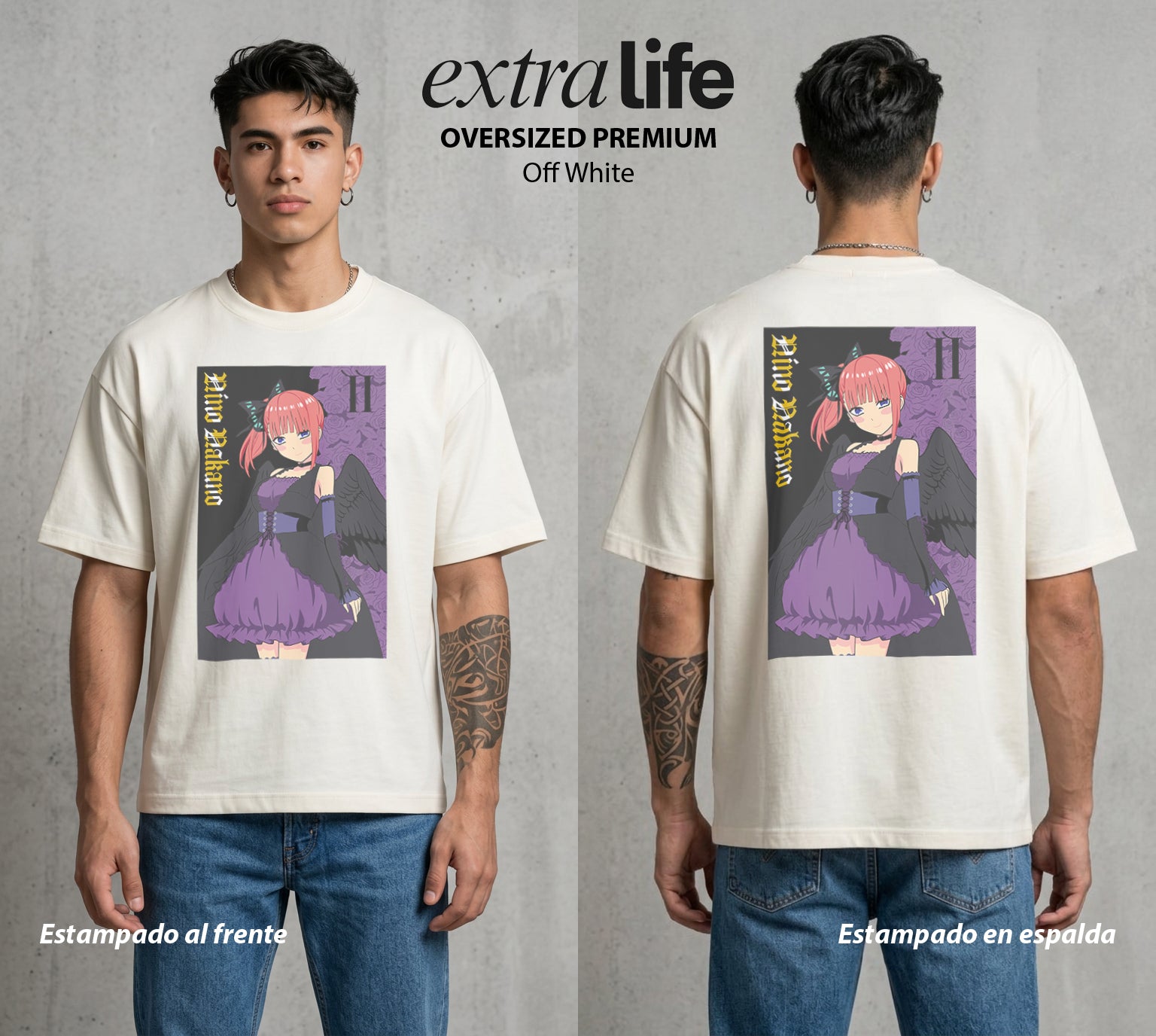 Las Cinco del Destino | La Segunda del Bien #04328 - Playera Oversized Premium | Off White - Foto en modelo
