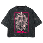 Playera streetwear premium de anime y gaming ExtraLife MX, corte boxy deluxe mineral wash heavyweight en color Acid Wash, moda urbana mexicana de culto.