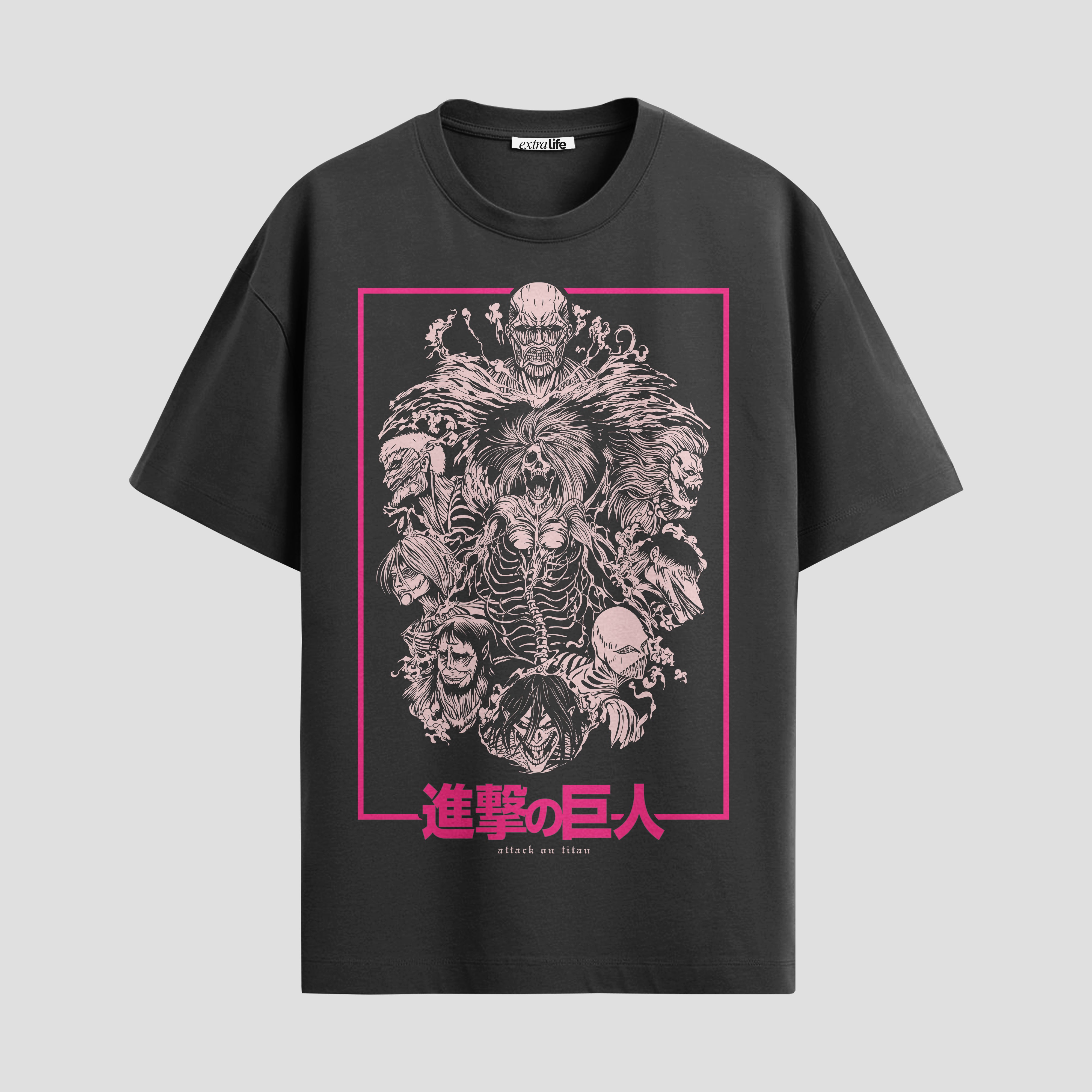 Playera urbana de anime y gaming ExtraLife MX, corte Standard Fit unisex ligero y transpirable en color Deep Black y Pure White, ropa de uso diario para gym y casual.