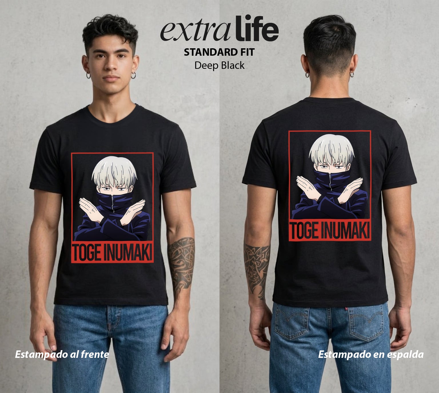 El Arte de las Maldiciones | Las Palabras del Peligro #04336 - Playera Standard Fit | Deep Black - Foto en modelo