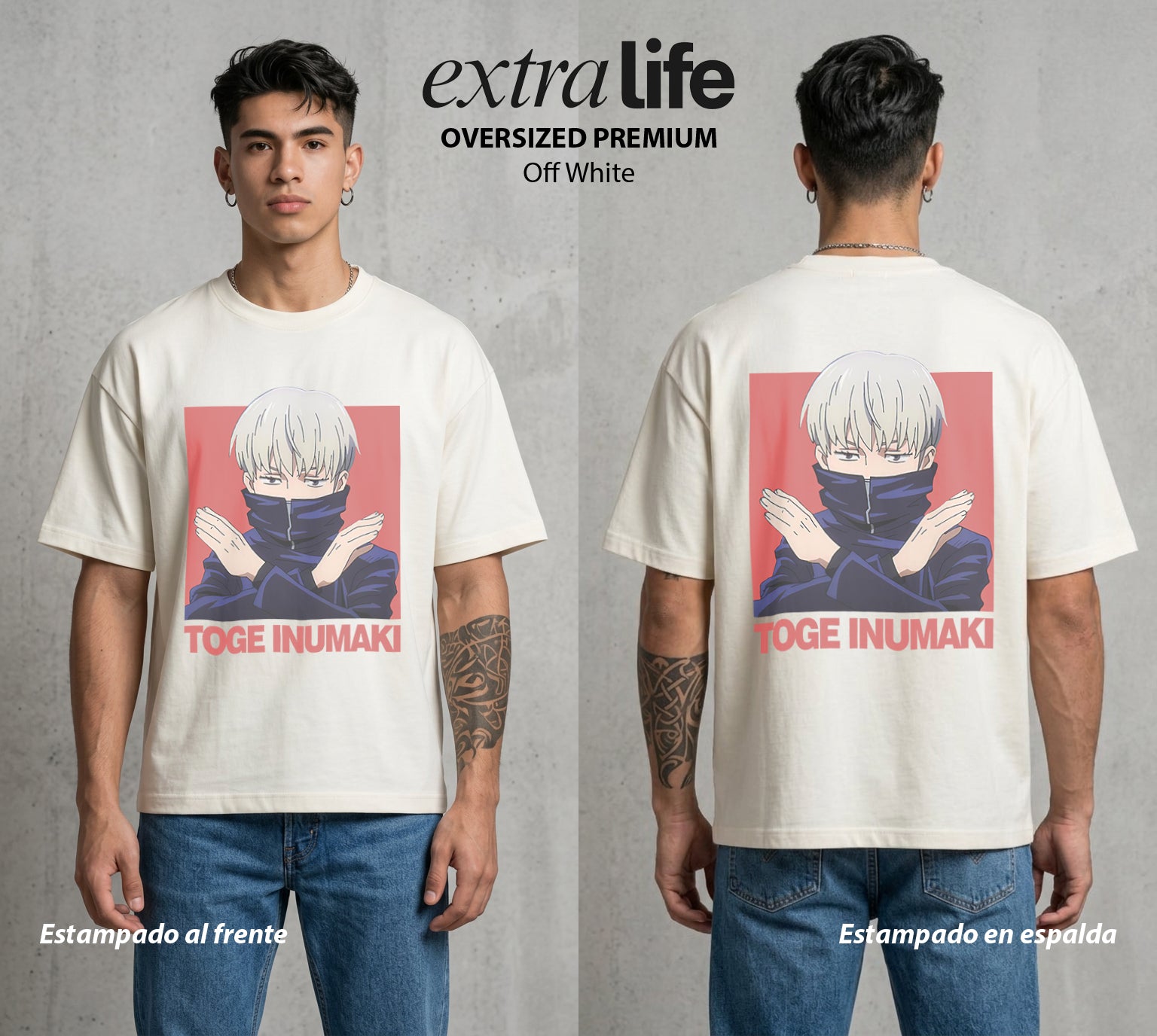 El Arte de las Maldiciones | El Silencio del Poder #04341 - Playera Oversized Premium | Off White - Foto en modelo