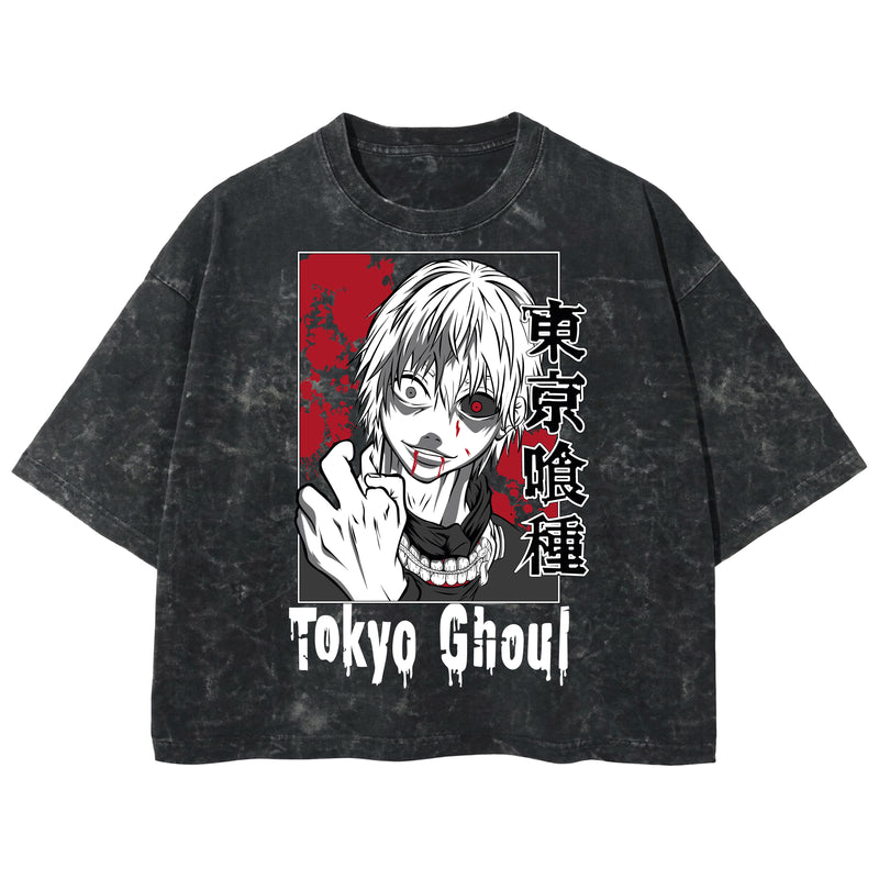 Playera streetwear premium de anime y gaming ExtraLife MX, corte boxy deluxe mineral wash heavyweight en color Acid Wash, moda urbana mexicana de culto.