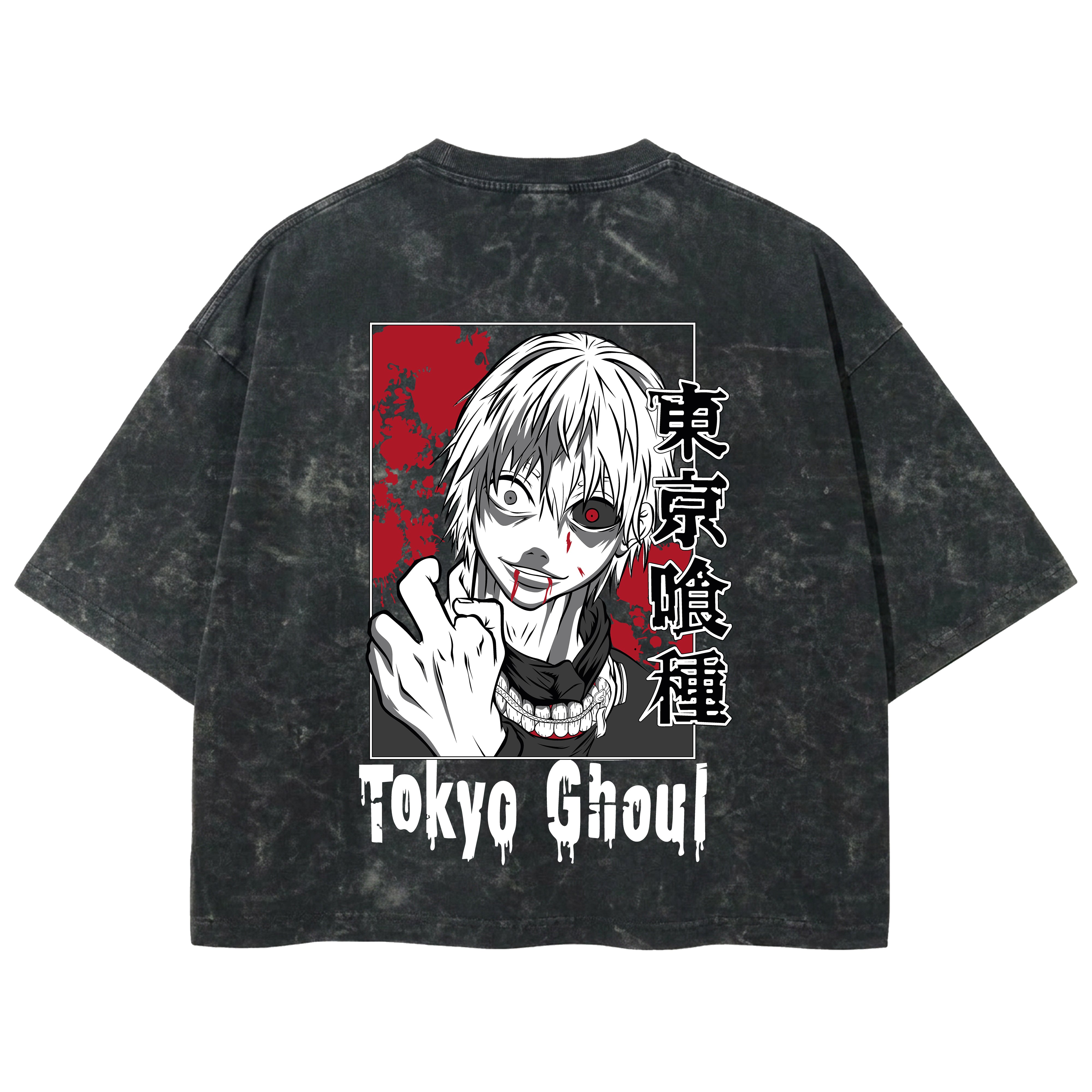Playera streetwear premium de anime y gaming ExtraLife MX, corte boxy deluxe mineral wash heavyweight en color Acid Wash, moda urbana mexicana de culto.