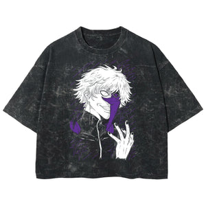 Playera streetwear premium de anime y gaming ExtraLife MX, corte boxy deluxe mineral wash heavyweight en color Acid Wash, moda urbana mexicana de culto.