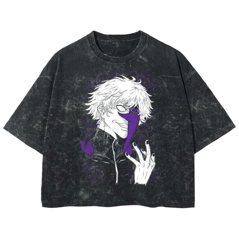 Playera streetwear premium de anime y gaming ExtraLife MX, corte boxy deluxe mineral wash heavyweight en color Acid Wash, moda urbana mexicana de culto.