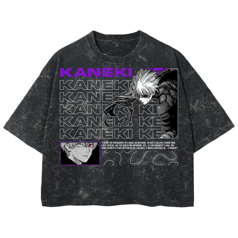 Playera streetwear premium de anime y gaming ExtraLife MX, corte boxy deluxe mineral wash heavyweight en color Acid Wash, moda urbana mexicana de culto.