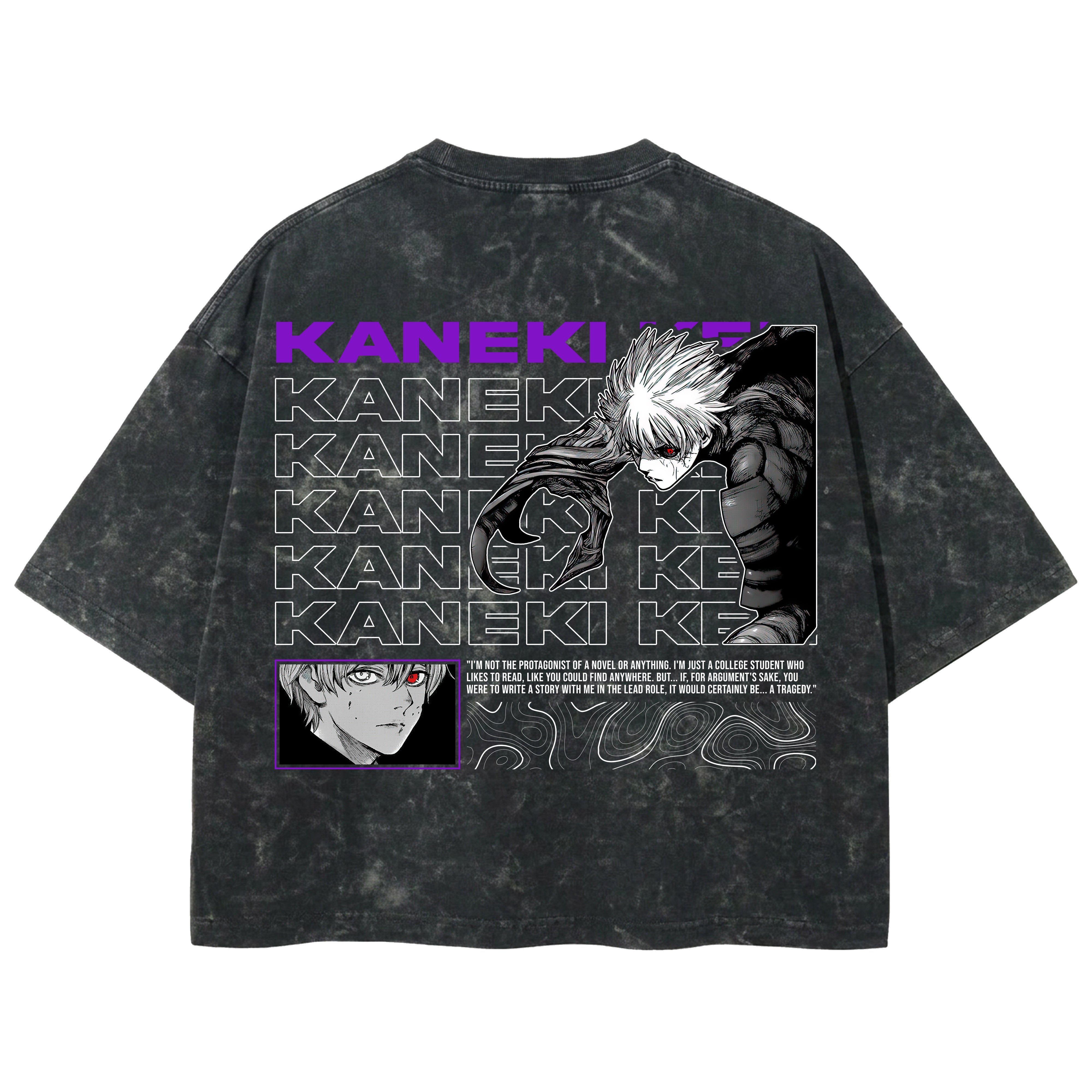 Playera streetwear premium de anime y gaming ExtraLife MX, corte boxy deluxe mineral wash heavyweight en color Acid Wash, moda urbana mexicana de culto.