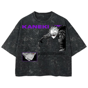 Playera streetwear premium de anime y gaming ExtraLife MX, corte boxy deluxe mineral wash heavyweight en color Acid Wash, moda urbana mexicana de culto.