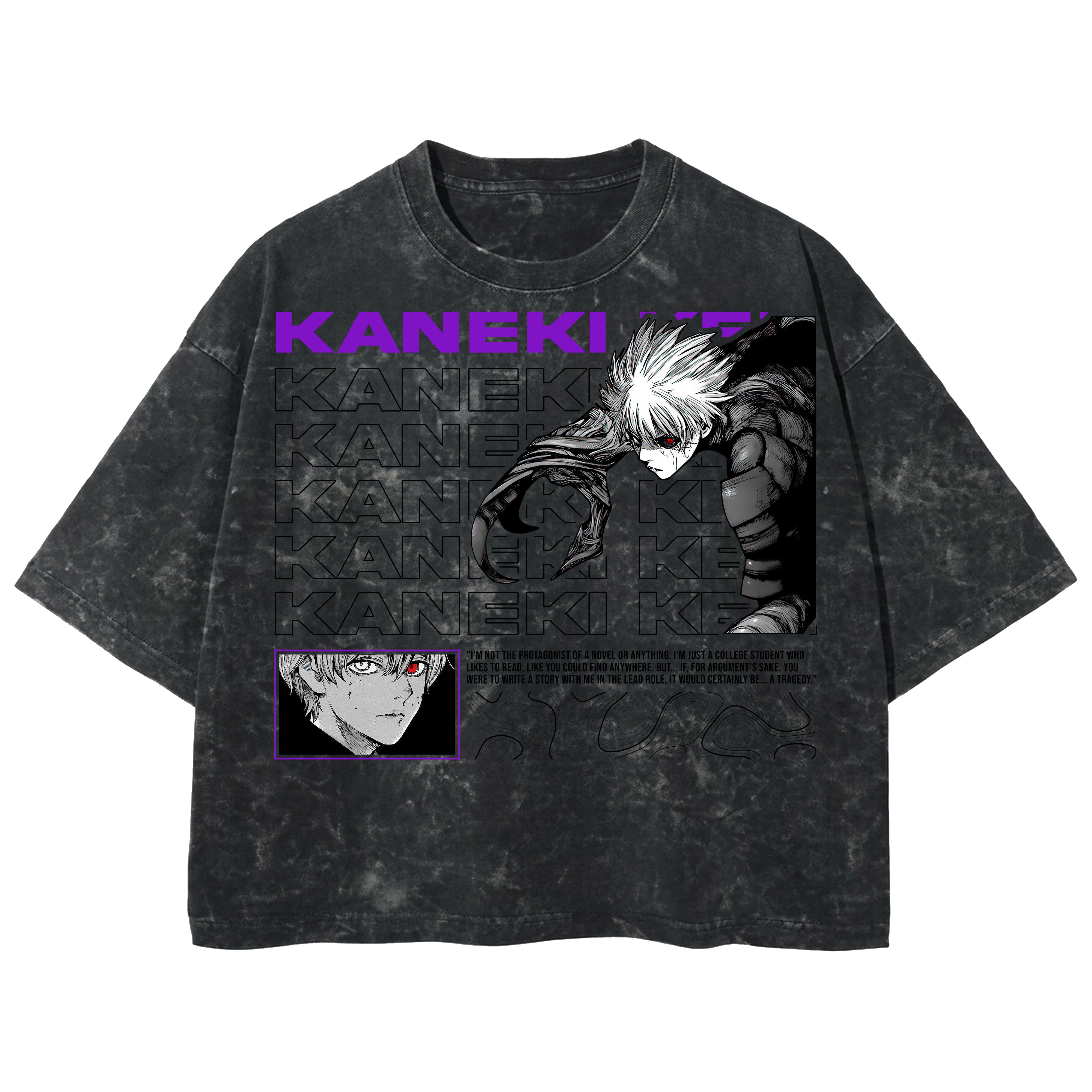 Playera streetwear premium de anime y gaming ExtraLife MX, corte boxy deluxe mineral wash heavyweight en color Acid Wash, moda urbana mexicana de culto.