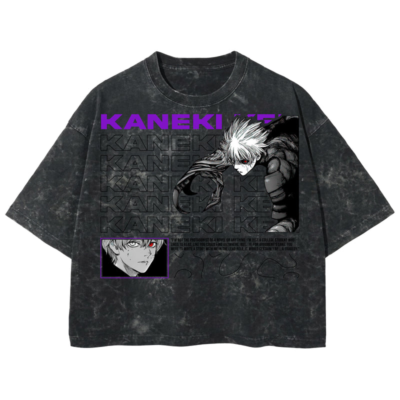 Playera streetwear premium de anime y gaming ExtraLife MX, corte boxy deluxe mineral wash heavyweight en color Acid Wash, moda urbana mexicana de culto.