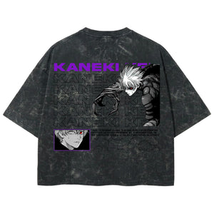 Playera streetwear premium de anime y gaming ExtraLife MX, corte boxy deluxe mineral wash heavyweight en color Acid Wash, moda urbana mexicana de culto.