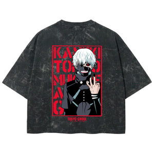 Playera streetwear premium de anime y gaming ExtraLife MX, corte boxy deluxe mineral wash heavyweight en color Acid Wash, moda urbana mexicana de culto.
