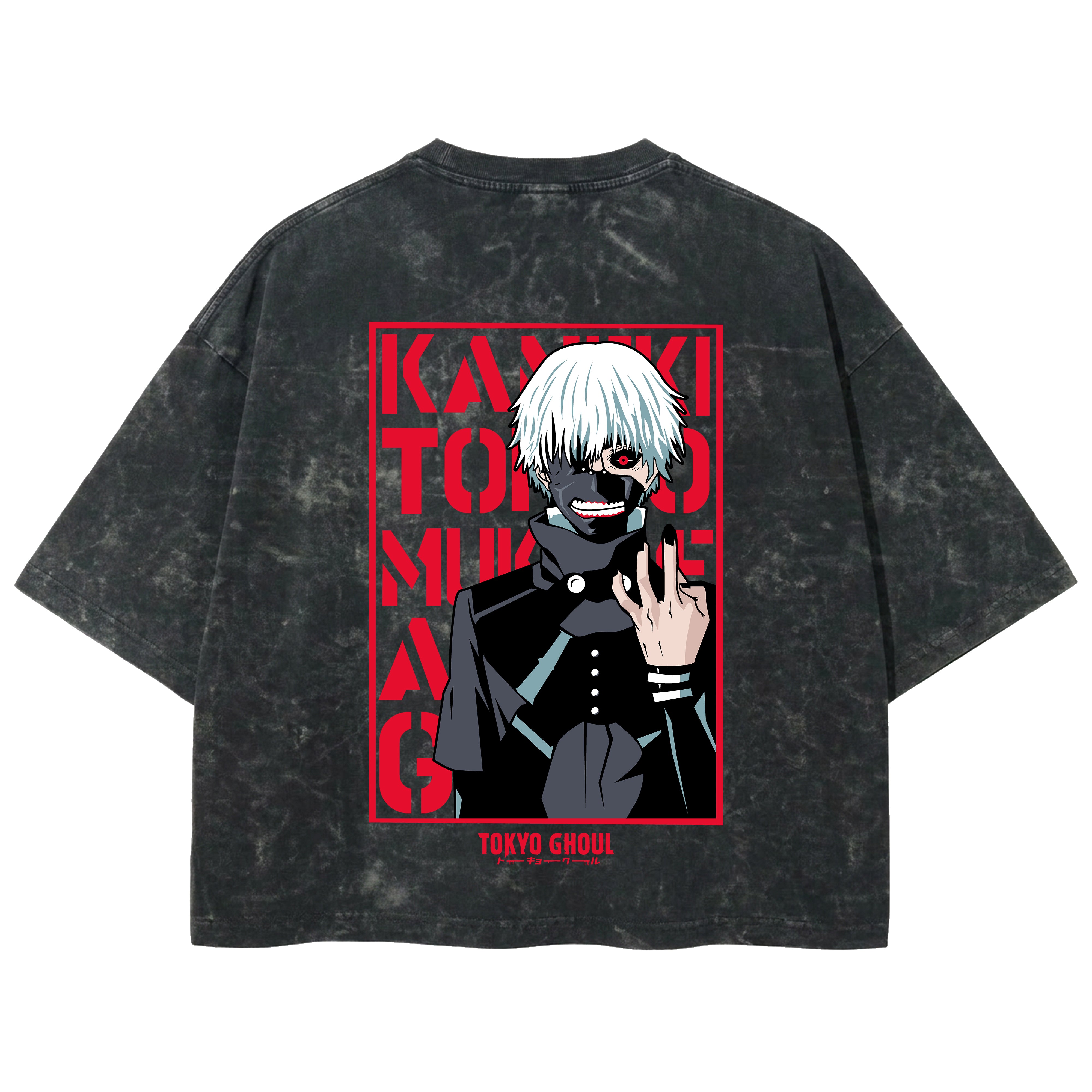Playera streetwear premium de anime y gaming ExtraLife MX, corte boxy deluxe mineral wash heavyweight en color Acid Wash, moda urbana mexicana de culto.