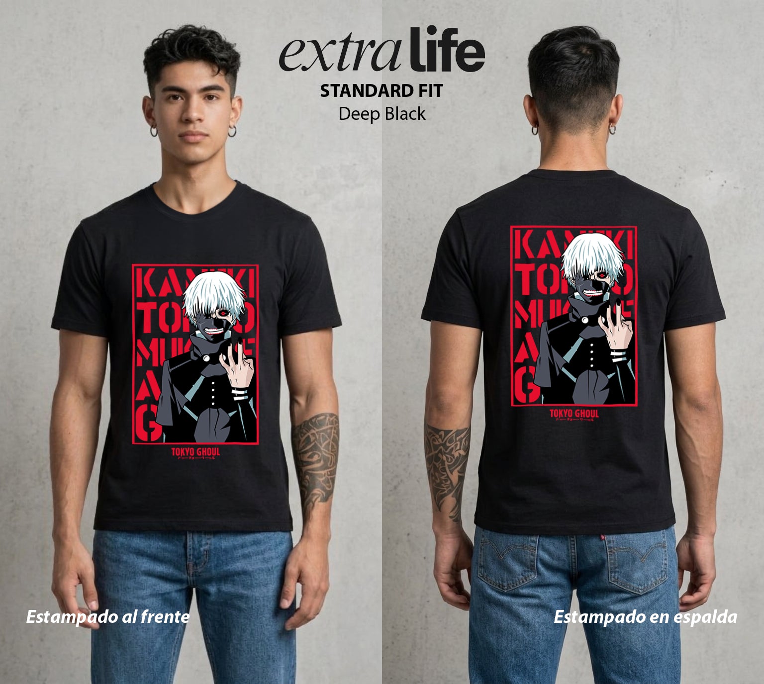 Ciudad de Ghouls | El Heroe del Bien #04347 - Playera Standard Fit | Deep Black - Foto en modelo