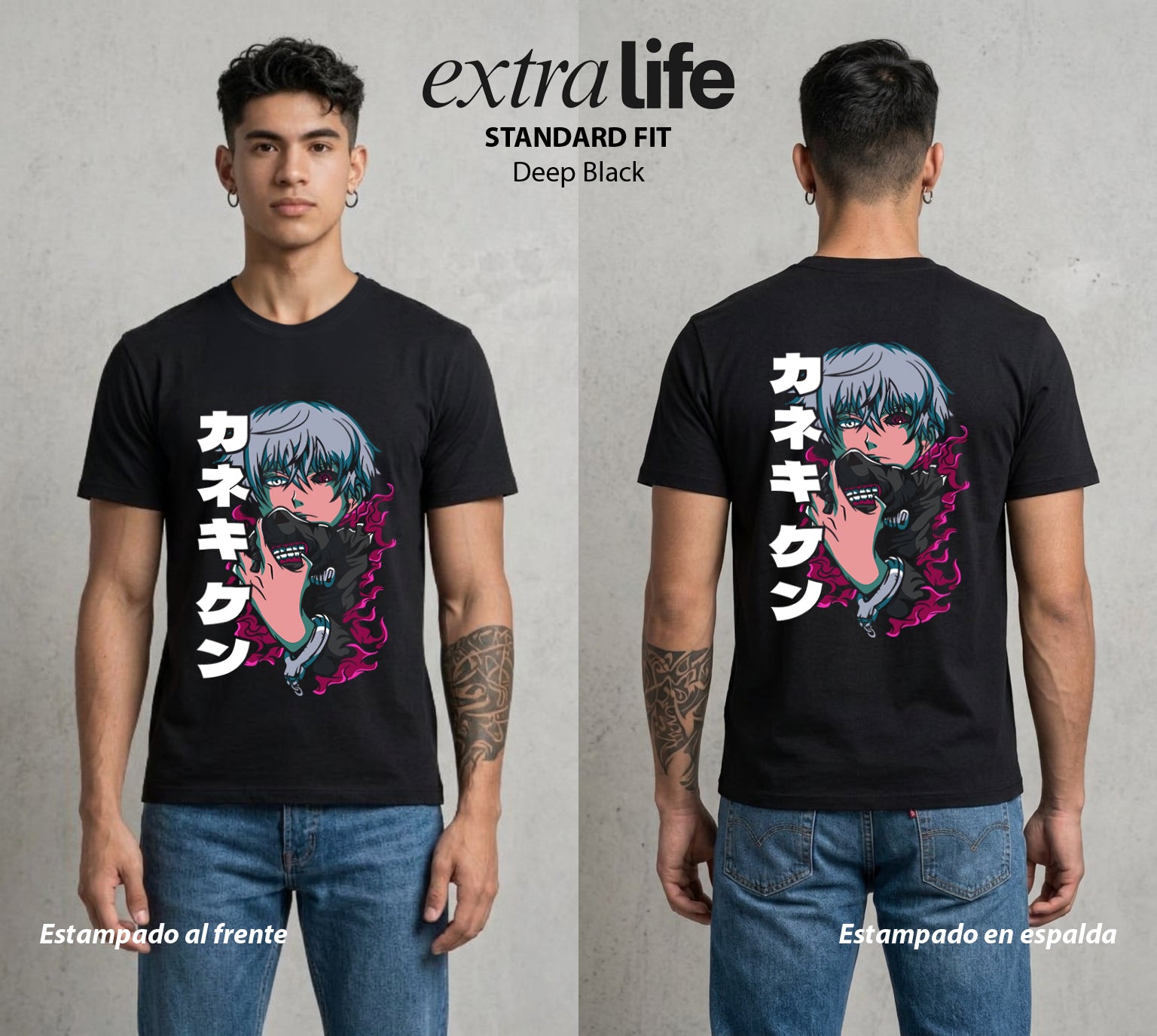 Ciudad de Ghouls | El Combatiente del Fuego #04348 - Playera Standard Fit | Deep Black - Foto en modelo