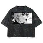 Playera streetwear premium de anime y gaming ExtraLife MX, corte boxy deluxe mineral wash heavyweight en color Acid Wash, moda urbana mexicana de culto.
