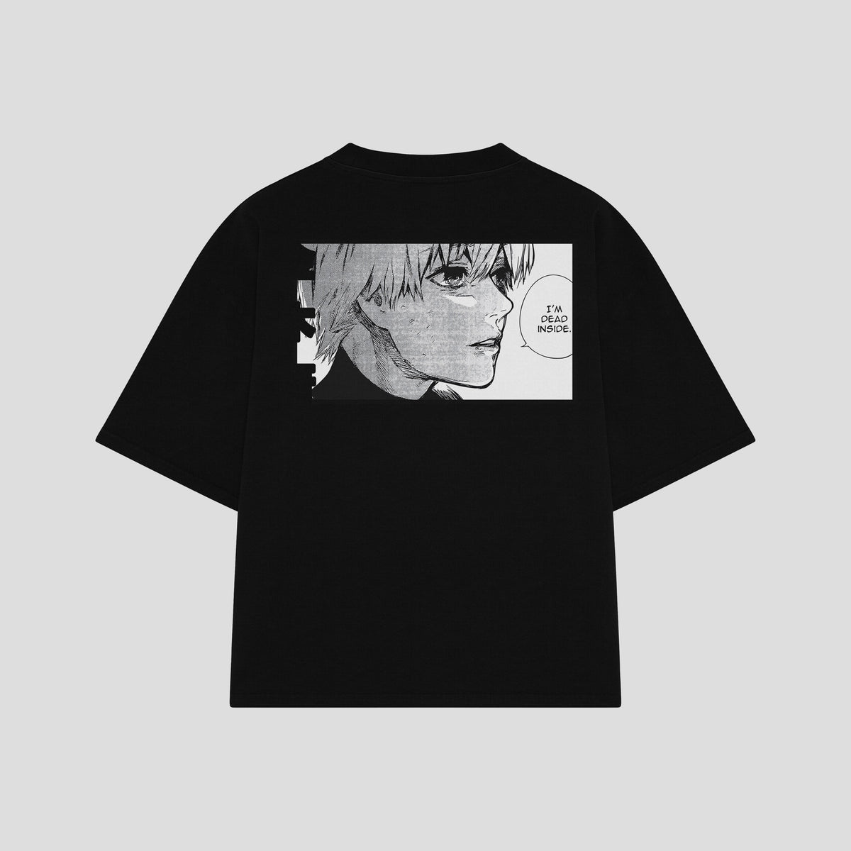 Playera streetwear premium de anime y gaming ExtraLife MX, corte oversized drop shoulder ligero y fresco en color Deep Black y Off-White, moda urbana mexicana de culto.