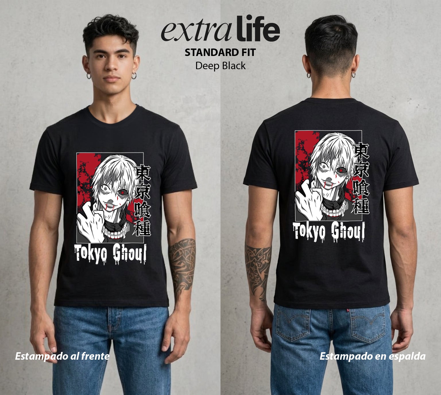 Ciudad de Ghouls | El Heroe del Bien #04351 - Playera Standard Fit | Deep Black - Foto en modelo
