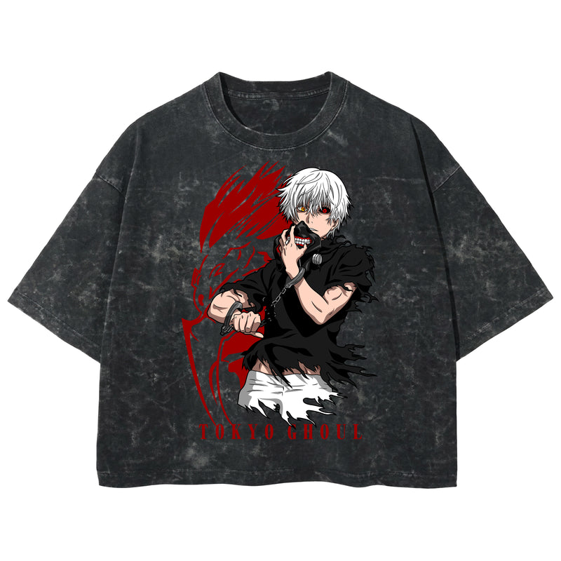 Playera streetwear premium de anime y gaming ExtraLife MX, corte boxy deluxe mineral wash heavyweight en color Acid Wash, moda urbana mexicana de culto.