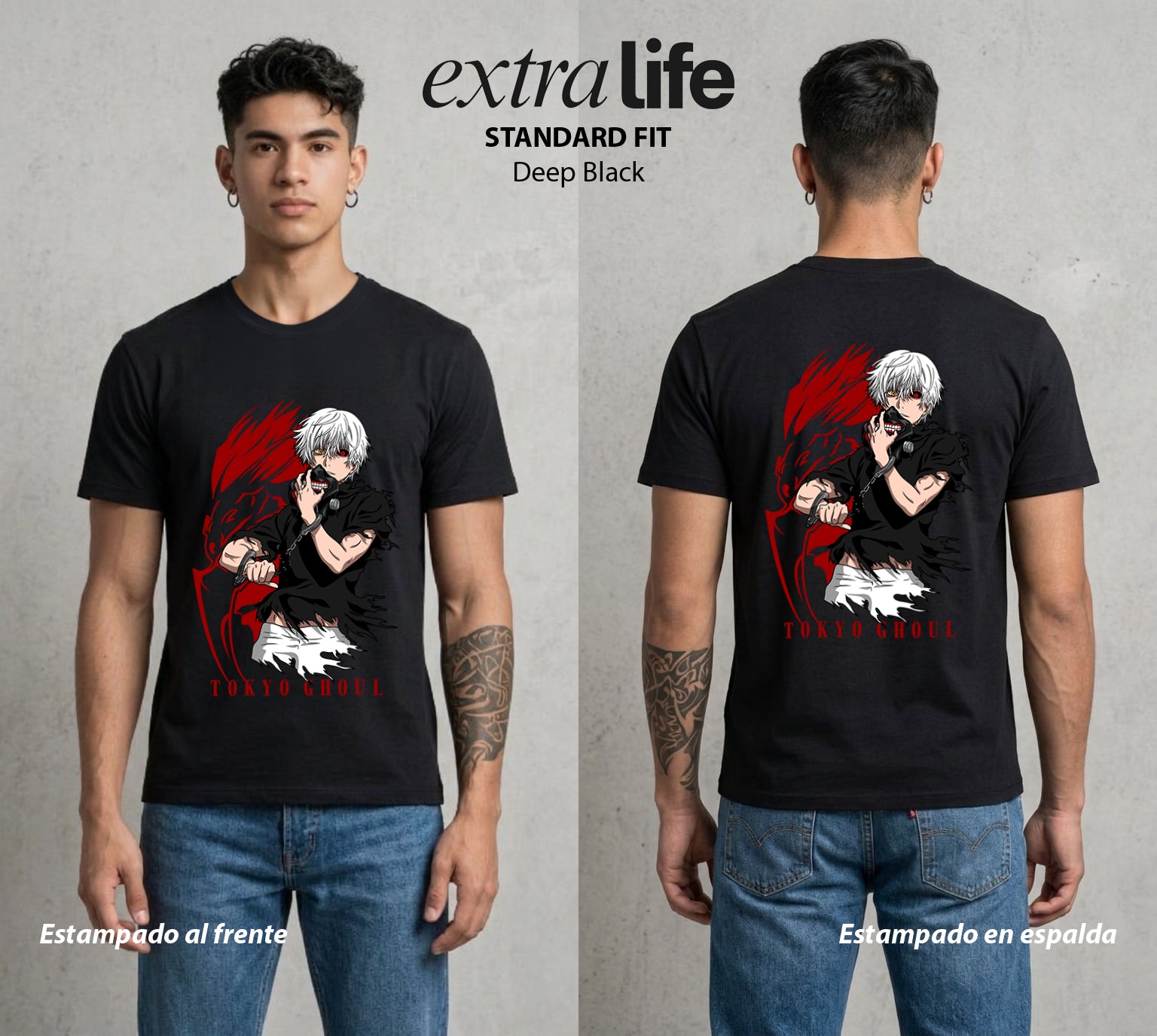 Ciudad de Ghouls | El Combatiente del Fuego #04352 - Playera Standard Fit | Deep Black - Foto en modelo