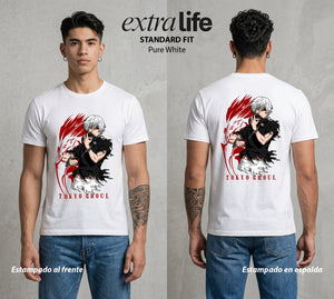 Ciudad de Ghouls | El Combatiente del Fuego #04352 - Playera Standard Fit | Pure White - Foto en modelo