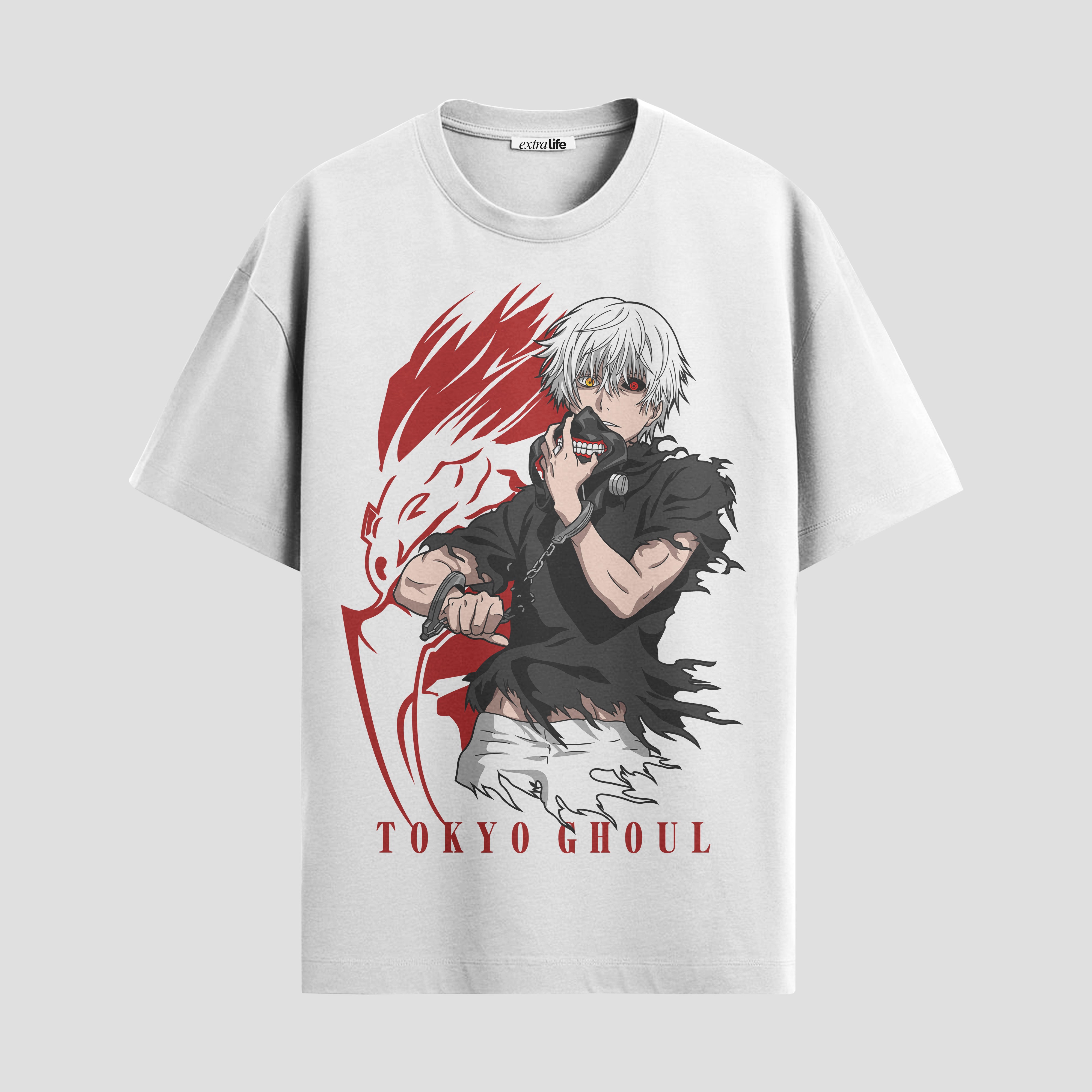 Playera urbana de anime y gaming ExtraLife MX, corte Standard Fit unisex ligero y transpirable en color Deep Black y Pure White, ropa de uso diario para gym y casual.