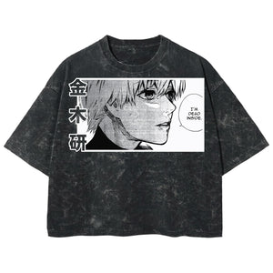 Playera streetwear premium de anime y gaming ExtraLife MX, corte boxy deluxe mineral wash heavyweight en color Acid Wash, moda urbana mexicana de culto.